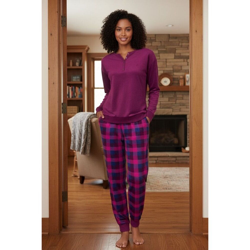 Nautica XXL Women Pajama Set Matching PJ Fleece Sleepwear Top Pant Loungewear